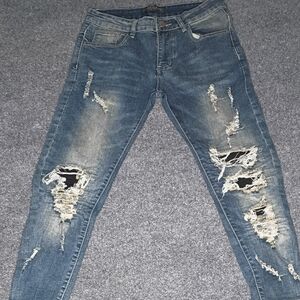 Men's Distressed Blue Jeans
